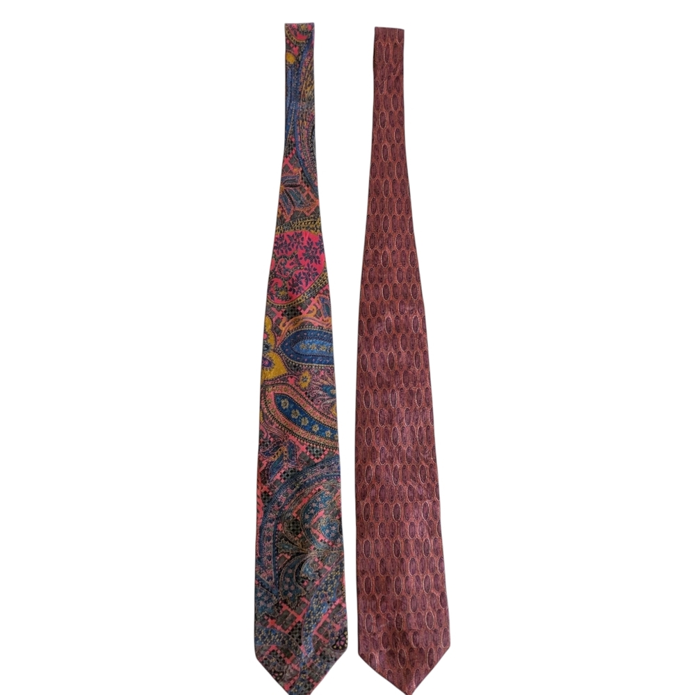 Balmain Set Of 2 Pink Print Silk Ties
